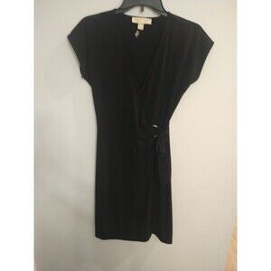 Michael Kors Wrap V-neck Knee Length Dress Small Black Officey Classic Comfy